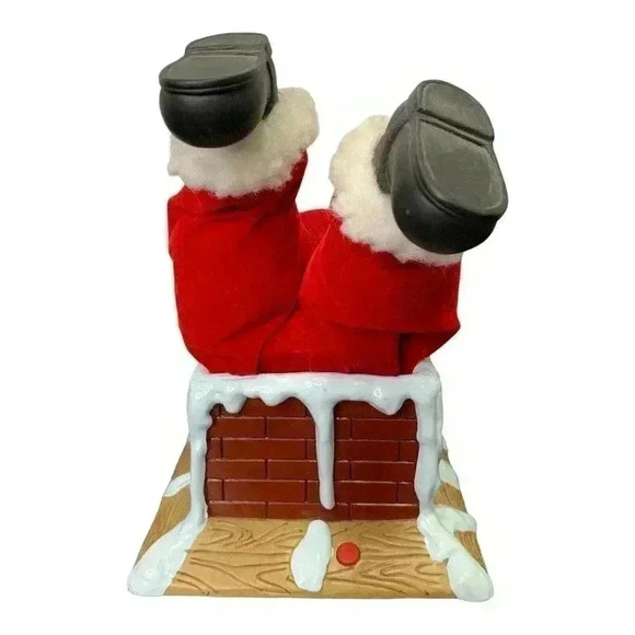 Vintage GEMMY INDUSTRIES Animated SANTA STUCK In CHIMNEY Kicks Legs & Talks - Picture 1 of 7